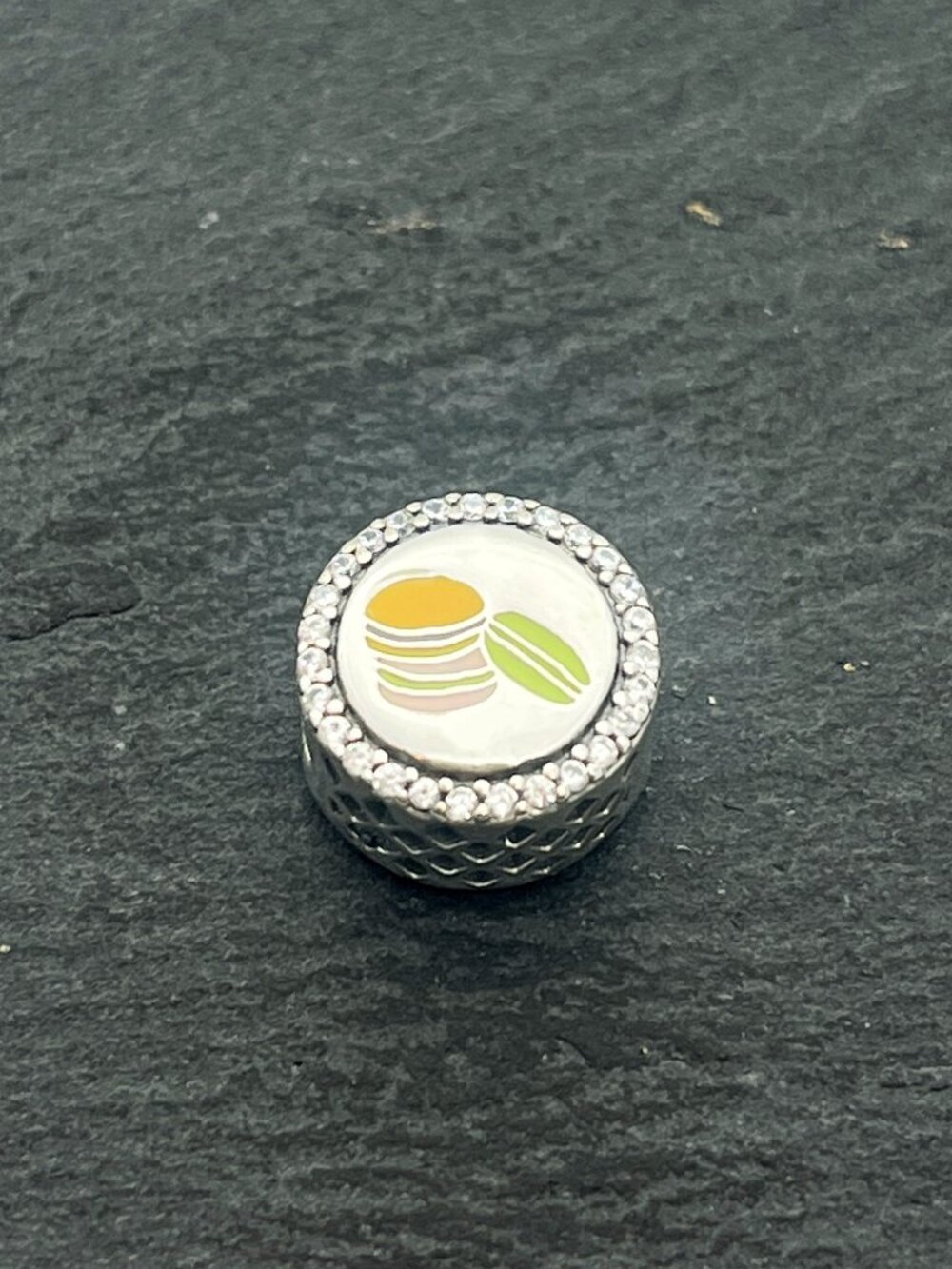 Pandora gravable Macaron Exclusive Charm Sterling Silver Bead Charm Jewelry